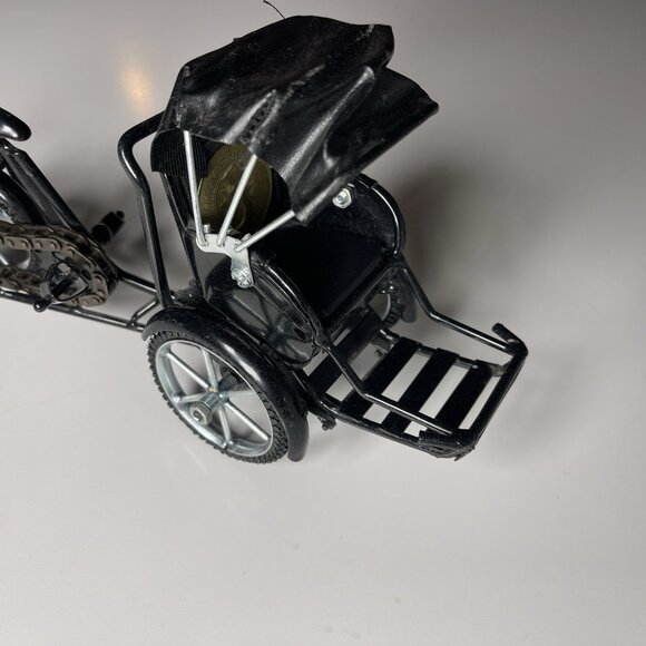 Rickshaw Pedal Taxi Cart Metal Vietnam Gold Coin Seat Cycle Canopy Becak - Picture 10 of 15